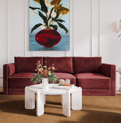 Willow 105" Performance Velvet Modular Sofa - Red - Image 1