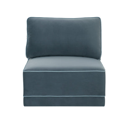 Willow Performance Velvet Modular Armless Chair - Blue - Image 1