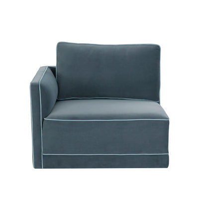 Willow Performance Velvet Modular LAF Corner Chair - Blue - Image 1