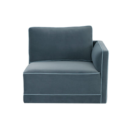 Willow Performance Velvet Modular RAF Corner Chair - Blue - Image 1