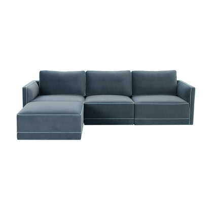 Willow 4-Piece Performance Velvet Modular Sectional - Blue - Image 1