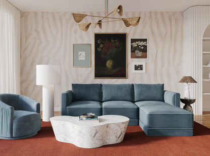 Willow 4-Piece Performance Velvet Modular Sectional - Blue - Image 1