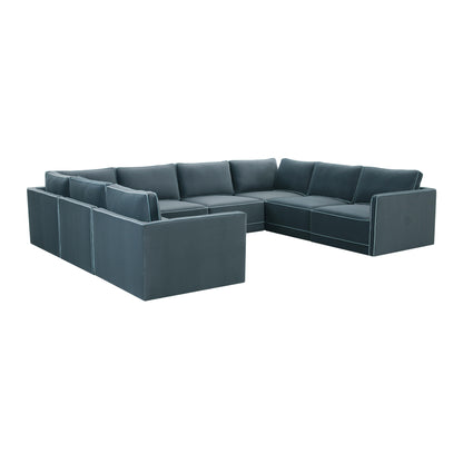 Willow 8-Piece Performance Velvet Modular Large U Sectional - Blue - Image 1