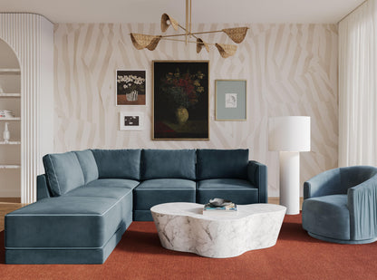 Willow 5-Piece Performance Velvet Modular Left Facing Sectional - Blue - Image 1