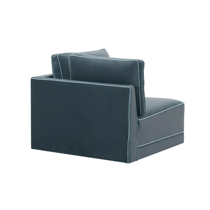 Willow Performance Velvet Modular Corner Chair - Blue - Image 1