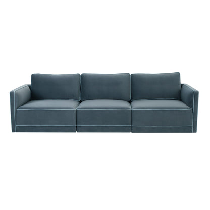 Willow 105" Performance Velvet Modular Sofa - Blue - Image 2
