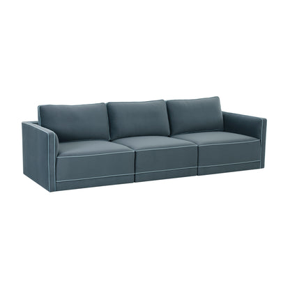 Willow 105" Performance Velvet Modular Sofa - Blue - Image 1