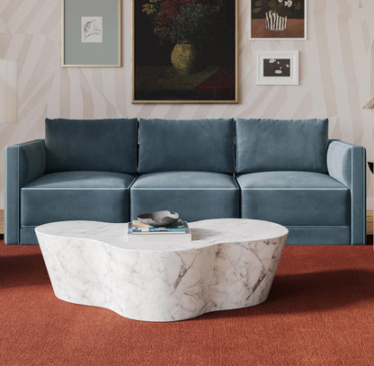 Willow 105" Performance Velvet Modular Sofa - Blue - Image 1