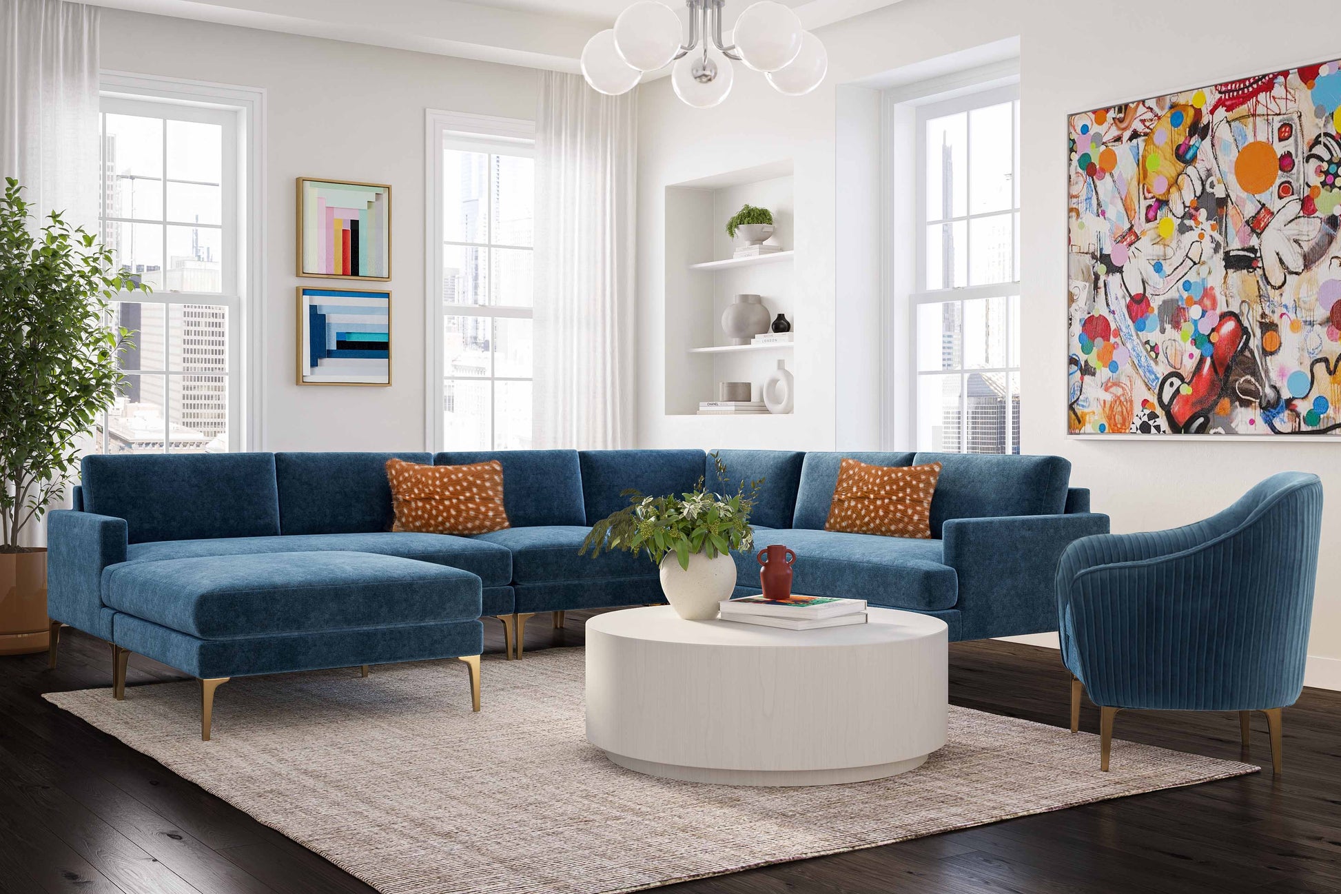 Serena Performance Velvet Accent Chair - Blue - Image 2