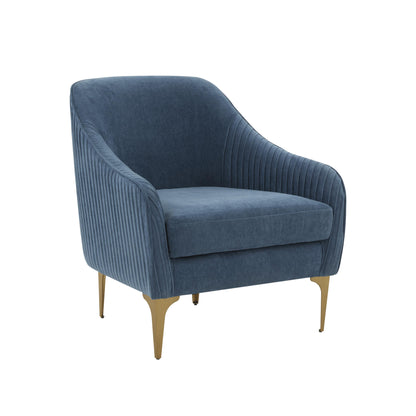 Serena Performance Velvet Accent Chair - Blue - Image 1