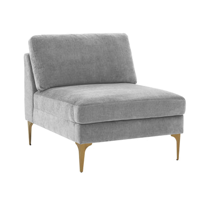 Serena Performance Velvet Modular Armless Chair - Grey - Image 1