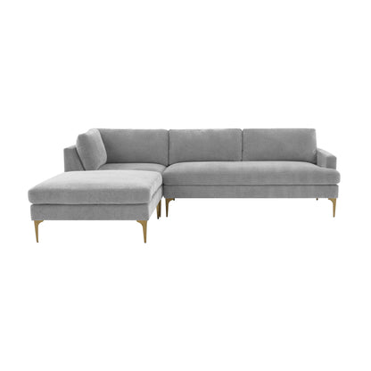 Serena 3-Piece Performance Velvet Chaise Sectional - Grey / LAF - Image 1