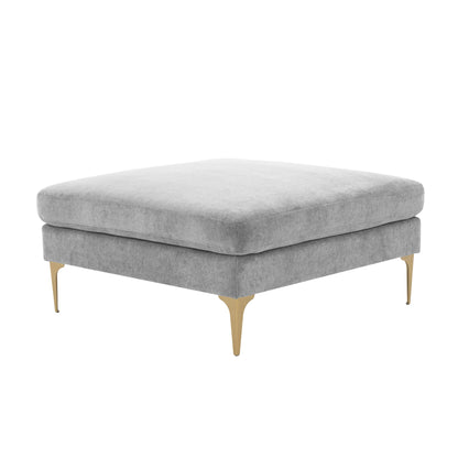 Serena Performance Velvet Ottoman - Grey - Image 1