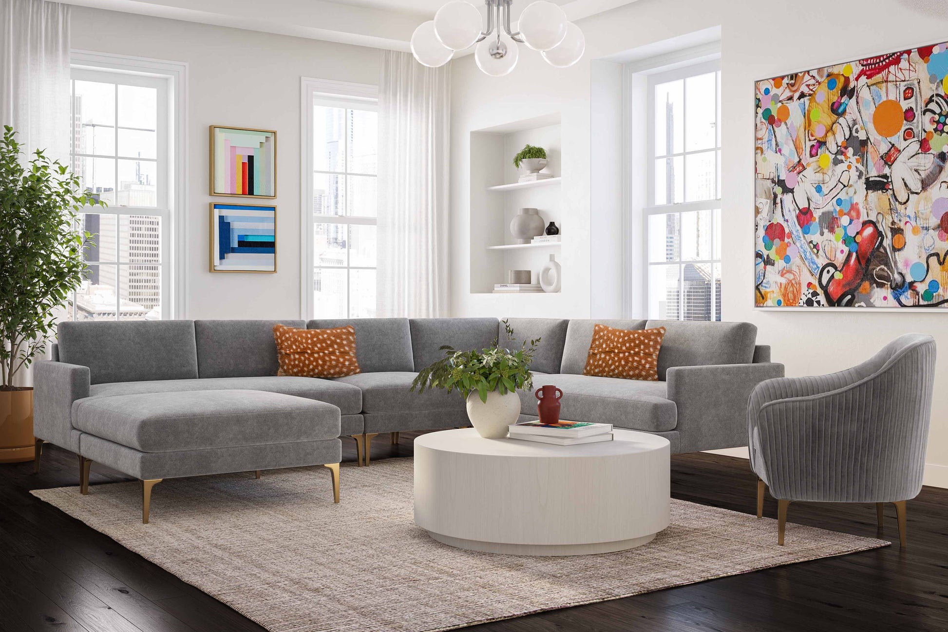 Serena Performance Velvet Accent Chair - Grey - Image 2