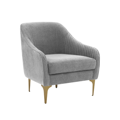 Serena Performance Velvet Accent Chair - Grey - Image 1