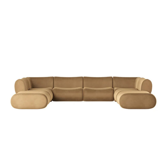Zenith 8-Piece Latte Brown Performance Velvet Modular U-Sectional - Image 1