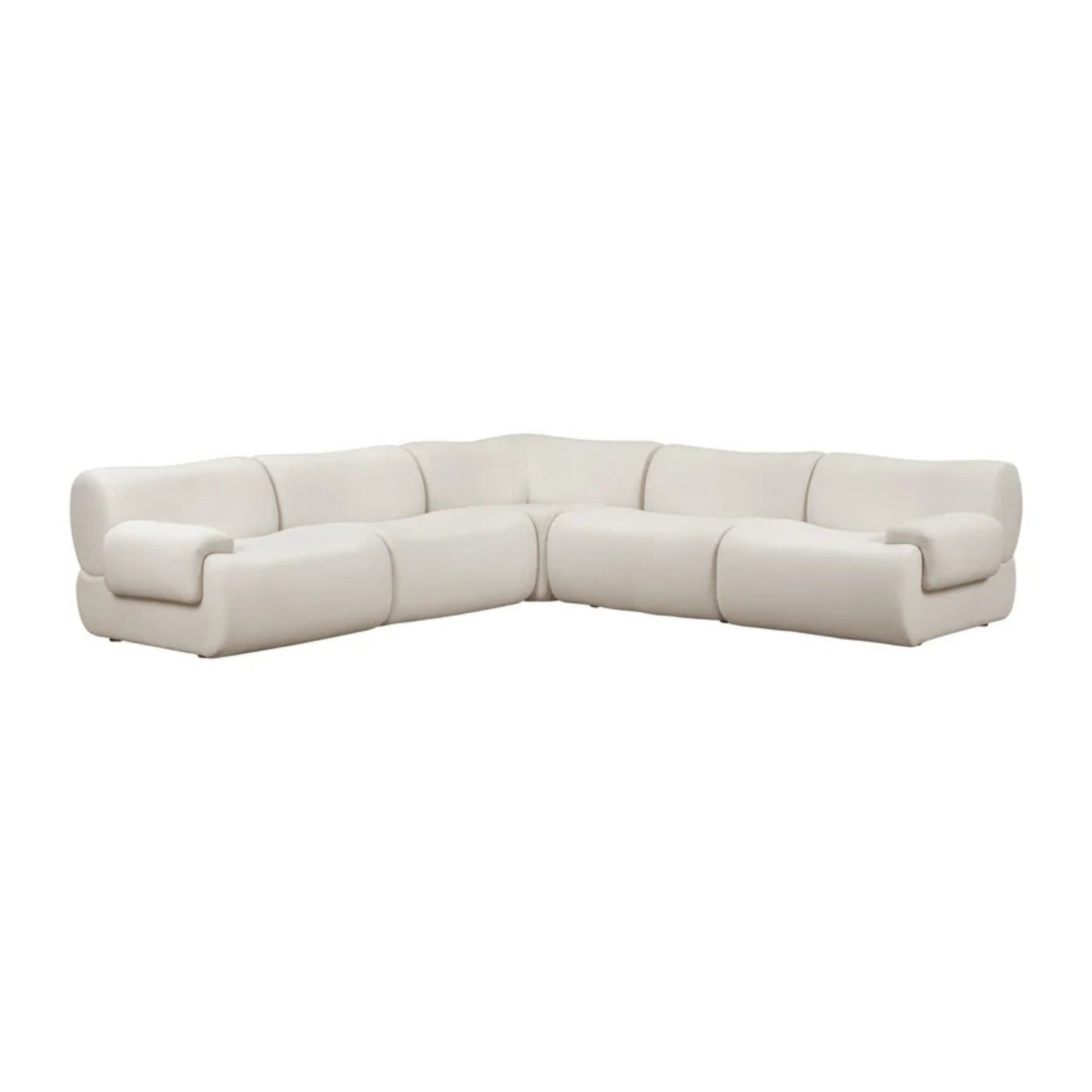 Zenith 5-Piece Contract-Grade Upcycled Fabric Modular L-Sectional - Cream - Image 3