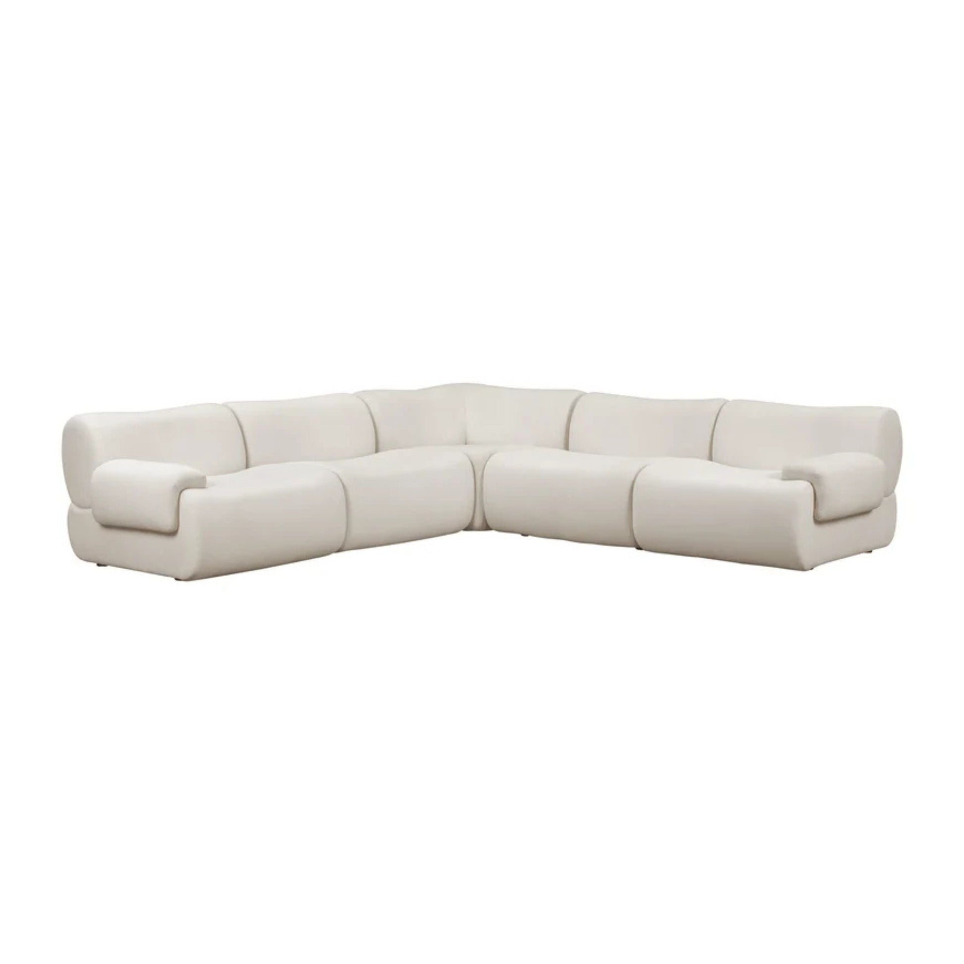 Zenith 5-Piece Contract-Grade Upcycled Fabric Modular L-Sectional - Cream - Image 4