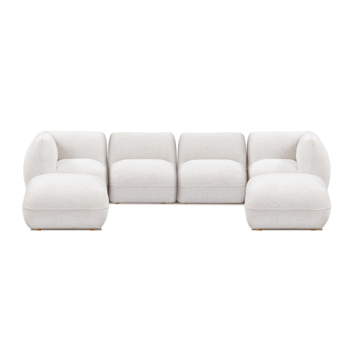 Arezza Stone White Contract-Grade Basketweave Chenille Modular U-Chaise Sectional - Image 1