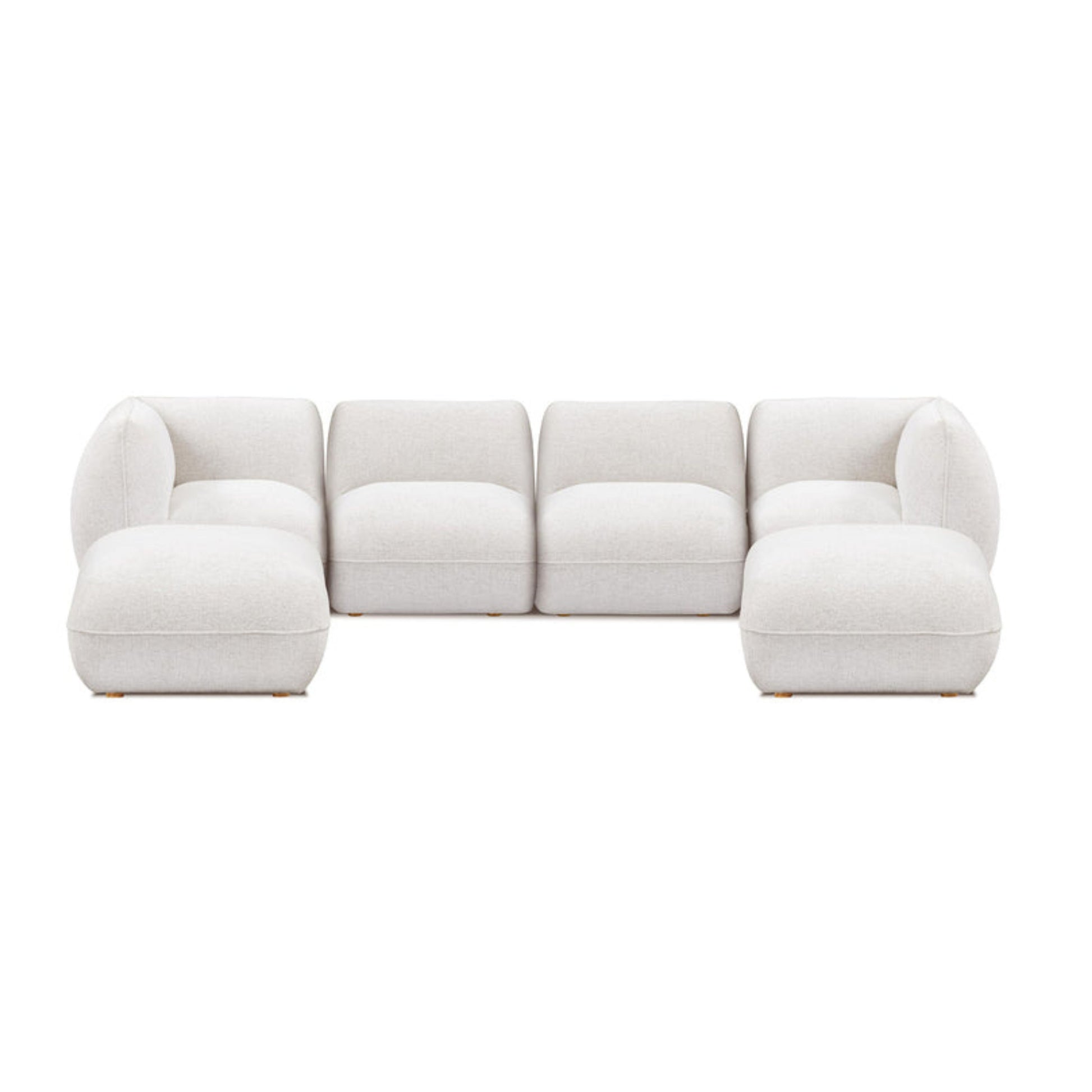 Arezza Stone White Contract-Grade Basketweave Chenille Modular U-Chaise Sectional - Image 1