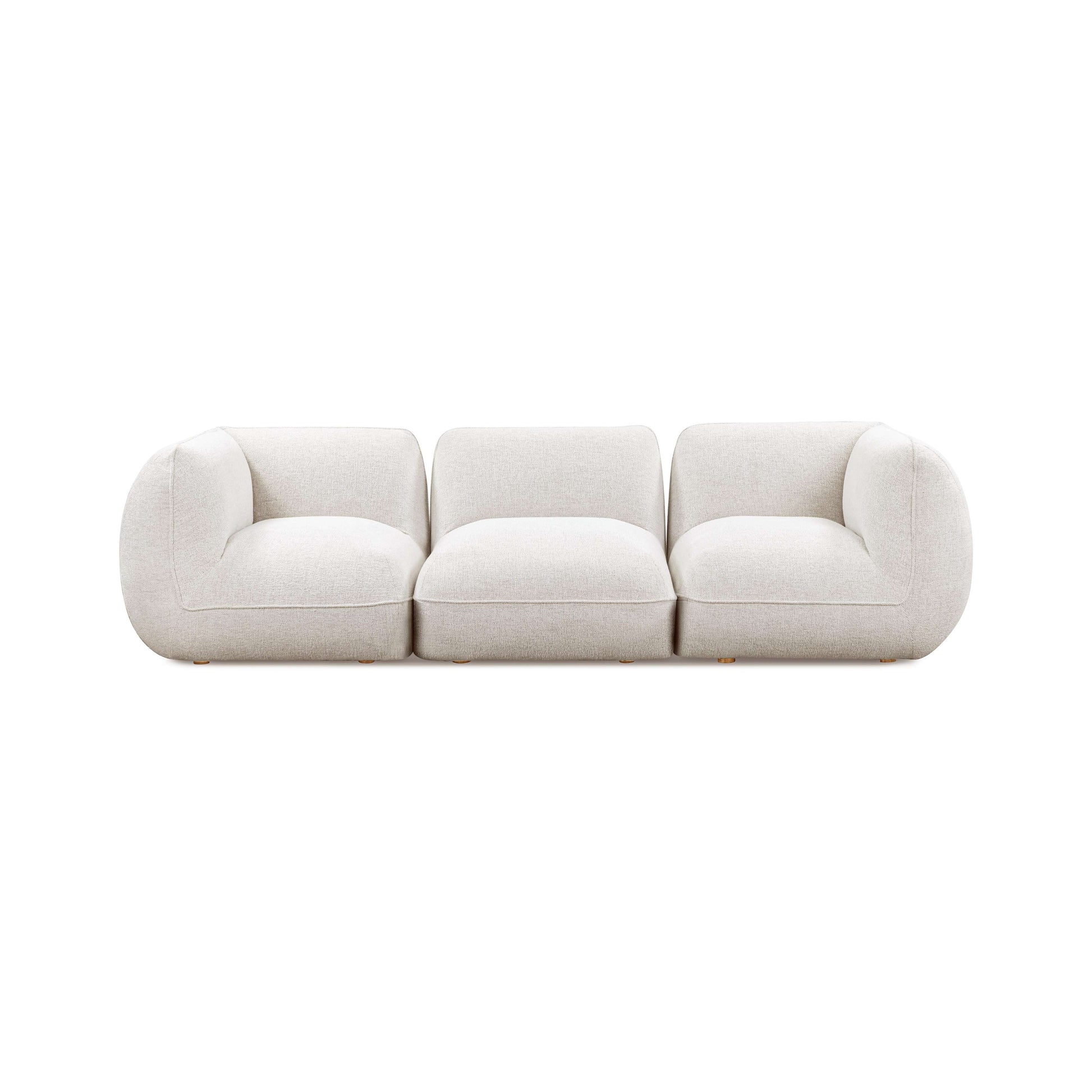 Arezza 115" Stone White Contract-Grade Basketweave Chenille Modular Sofa - Image 1