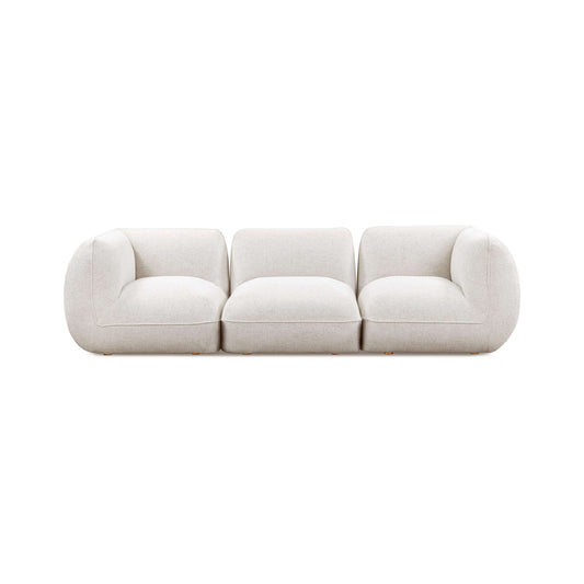Arezza 115" Stone White Contract-Grade Basketweave Chenille Modular Sofa - Image 1