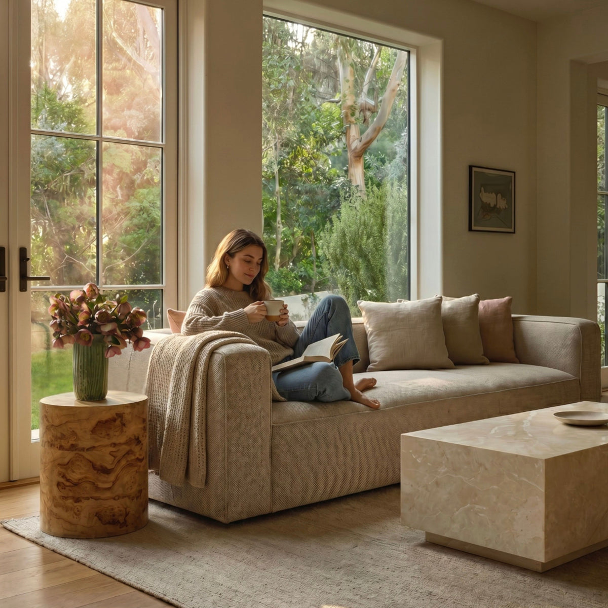 Aurora 90" Sofa - Pebble Beige - Image 2
