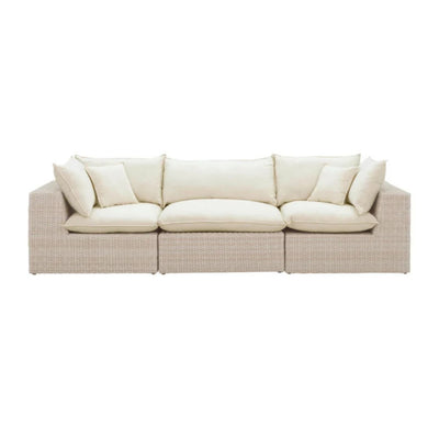 Cali Natural Performance Fabric & Natural Wicker Modular Outdoor Sofa - Image 1