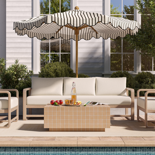 Palata 84" Cream Performance Fabric Outdoor Sofa - Image 2