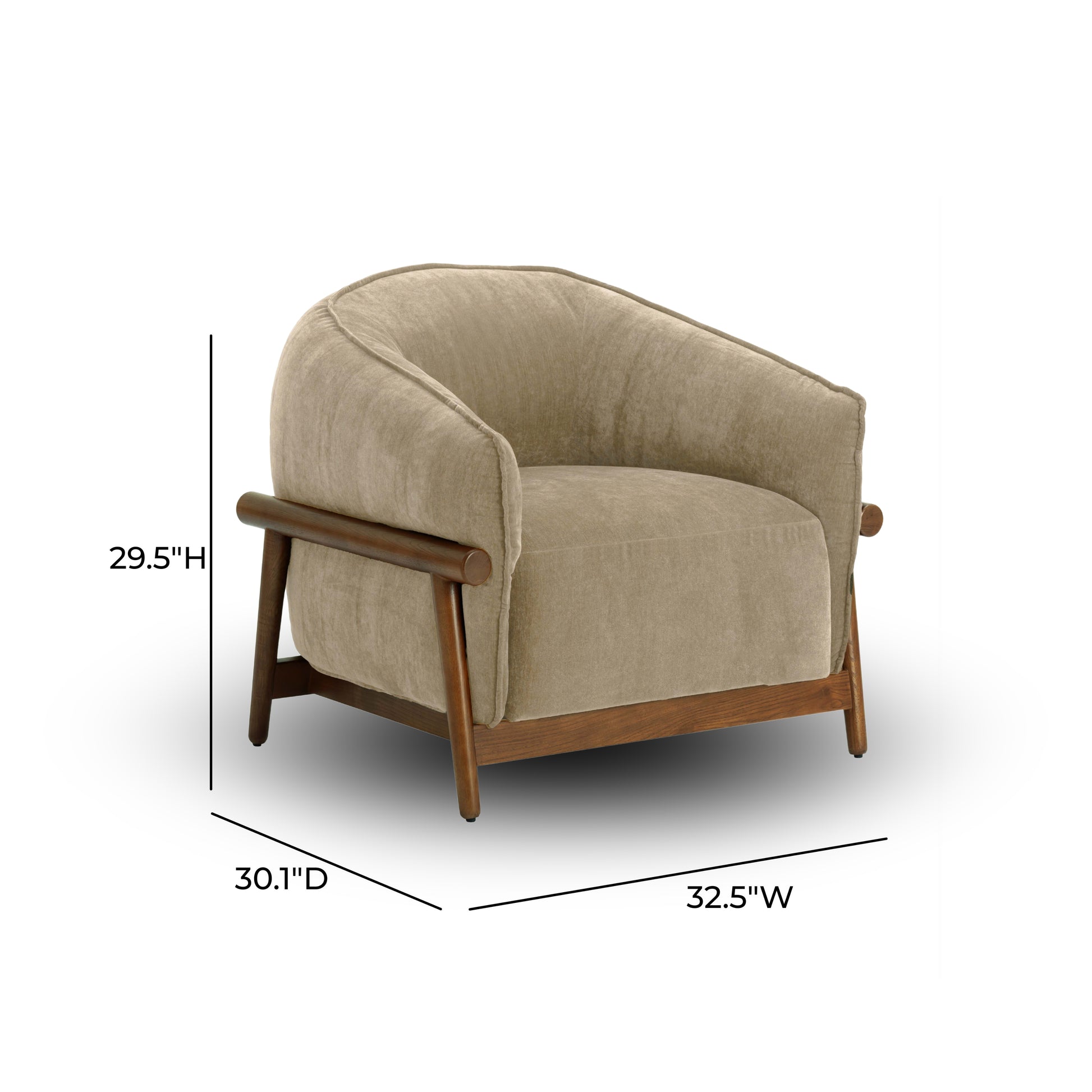 Piedmont Upcycled Contract-Grade Chenille Accent Chair - Taupe - Image 7