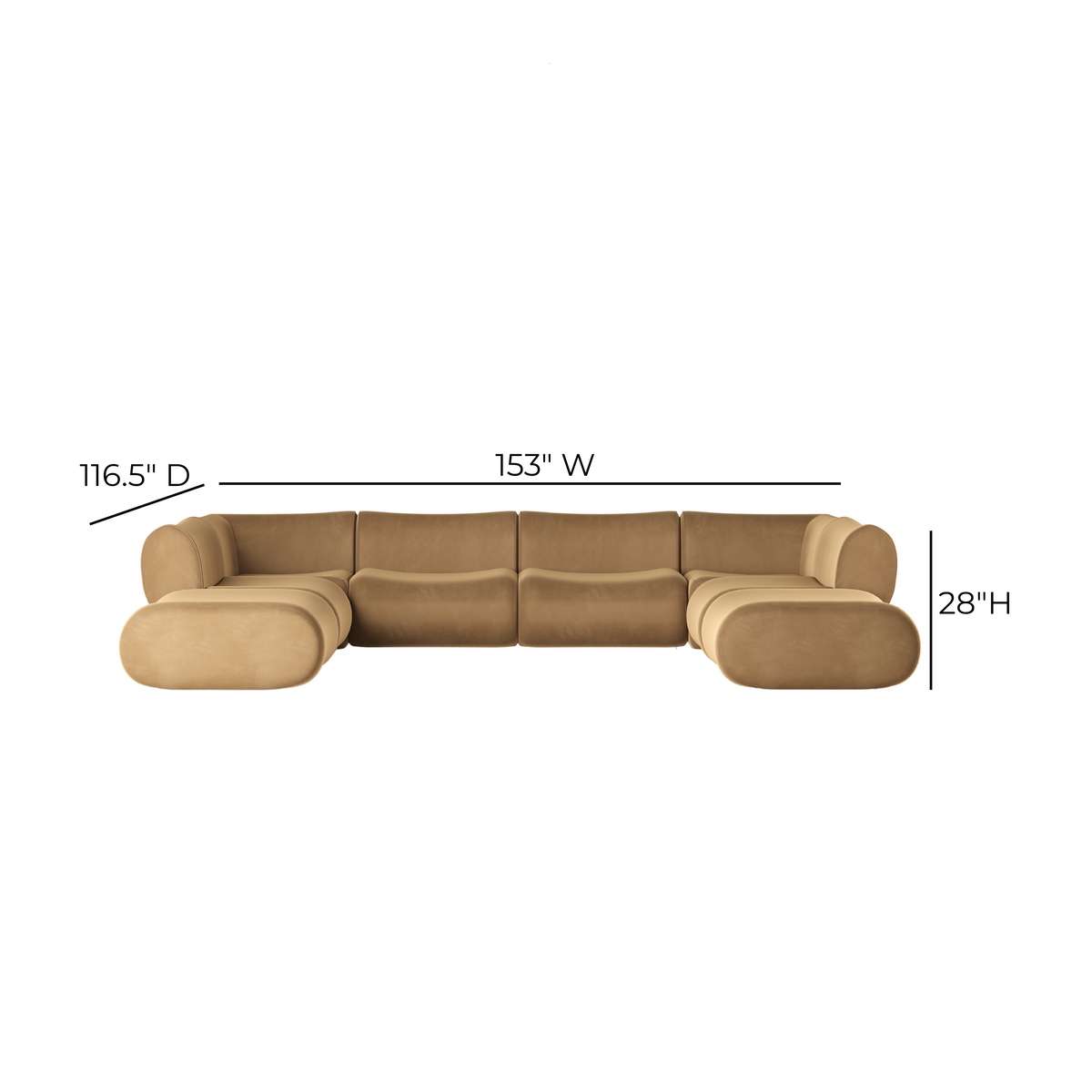 Zenith 8-Piece Latte Brown Performance Velvet Modular U-Sectional - Image 5