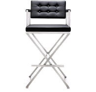 Director Performance Vegan Leather Stool with Silver Base