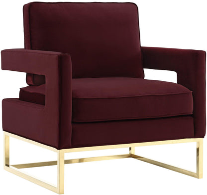 Avery Performance Velvet Accent Chair - Maroon - Image 1