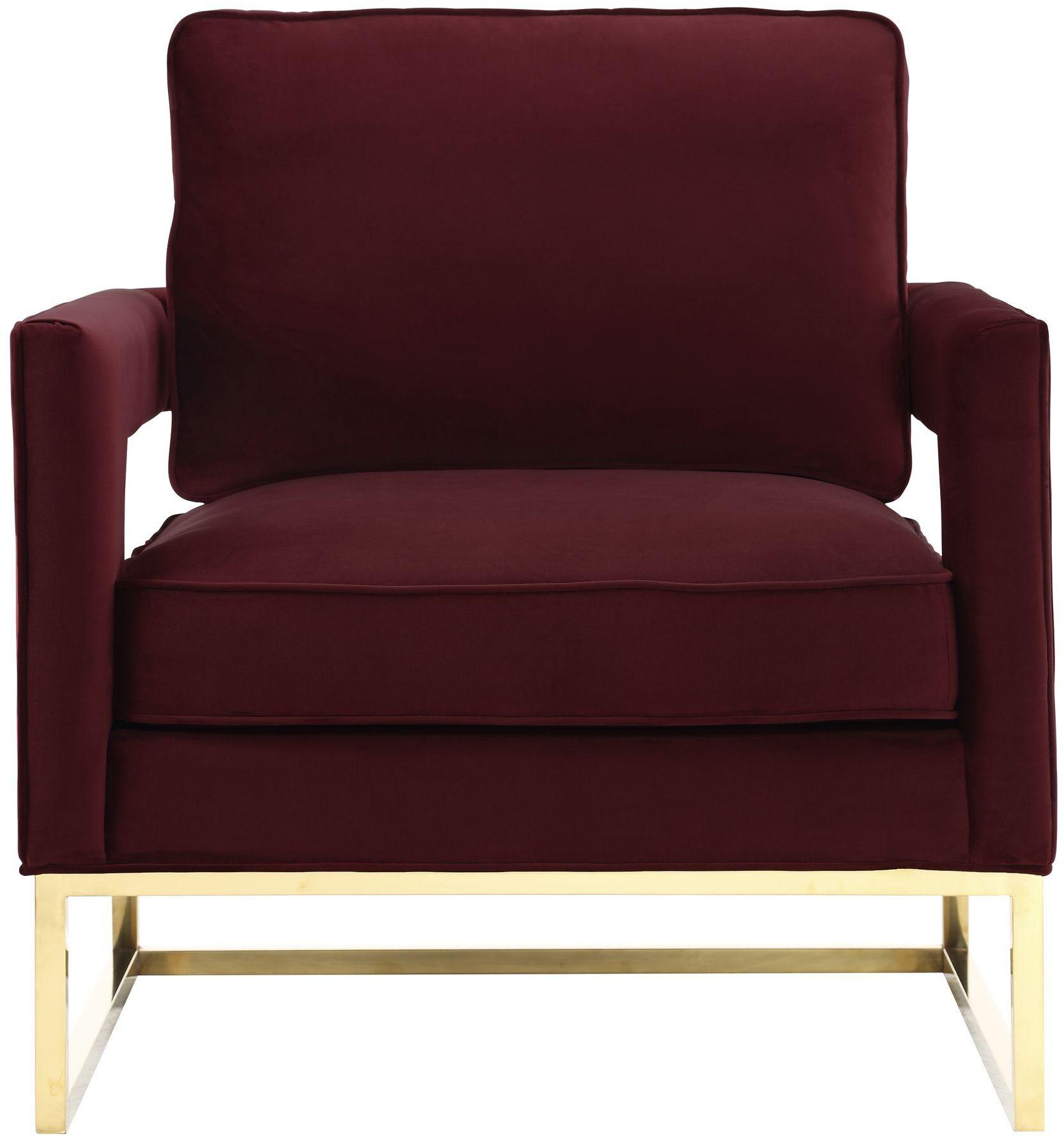 Avery Performance Velvet Accent Chair - Maroon - Image 3