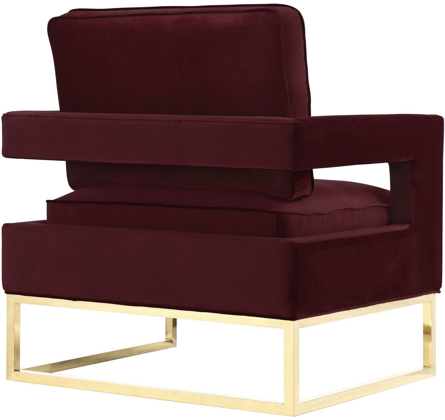 Avery Performance Velvet Accent Chair - Maroon - Image 4