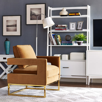 Avery Performance Velvet Accent Chair - Cognac - Image 1