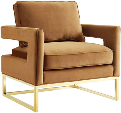 Avery Performance Velvet Accent Chair - Cognac - Image 1