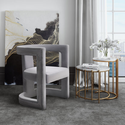 Ada Performance Velvet Accent Chair - Grey - Image 1