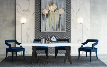 Tiffany Performance Velvet Dining Chair - Navy - Image 1