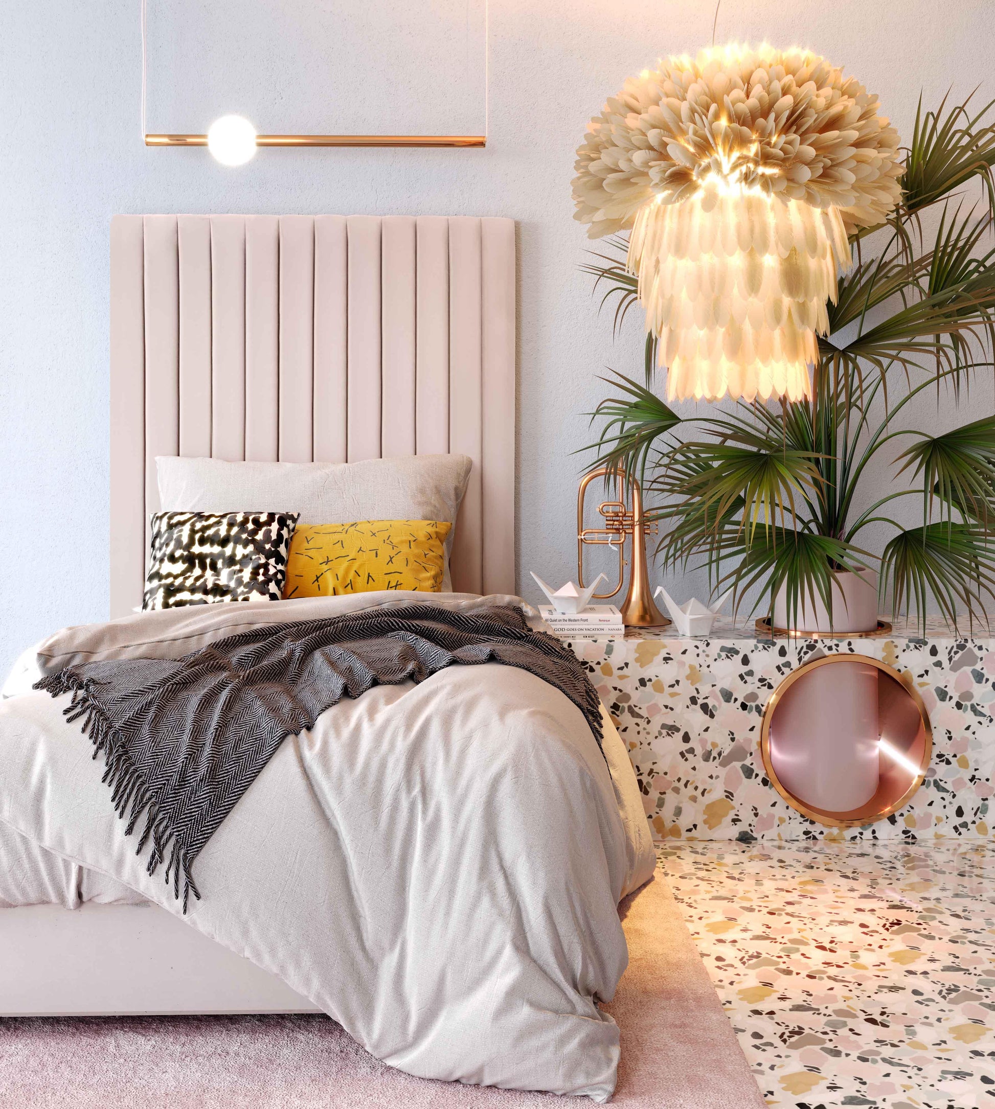 TEST Arabelle Performance Velvet Blush Bed - Queen - Image 2