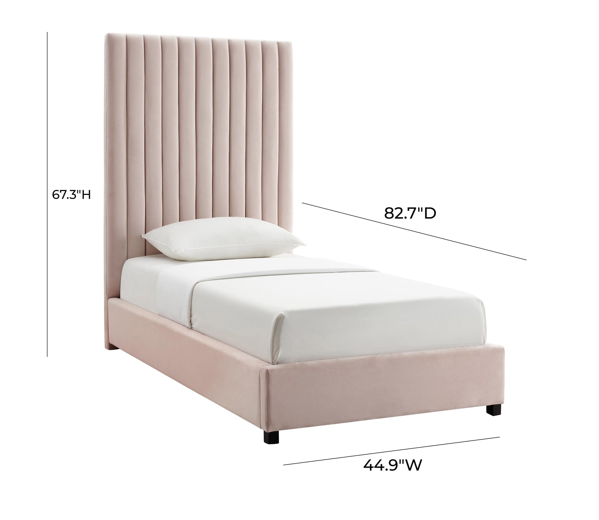 TEST Arabelle Performance Velvet Blush Bed - Queen - Image 5