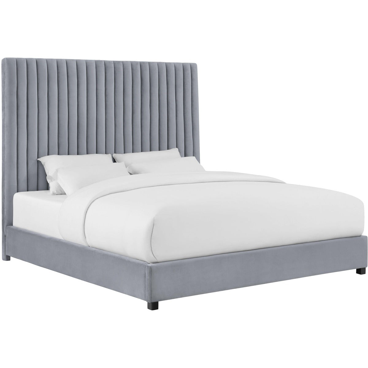 TEST Arabelle Performance Velvet Grey Bed - King - Image 1