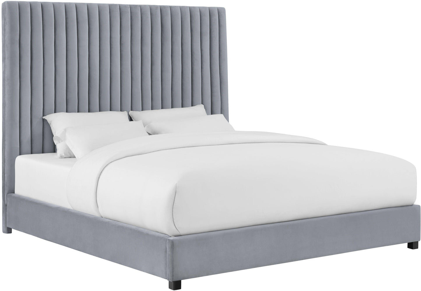 TEST Arabelle Performance Velvet Grey Bed - Queen - Image 1