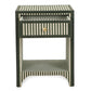 Kora 18" Cotton Jute 1-Drawer Contract-Grade Nightstand - Green Stripes - Image 4
