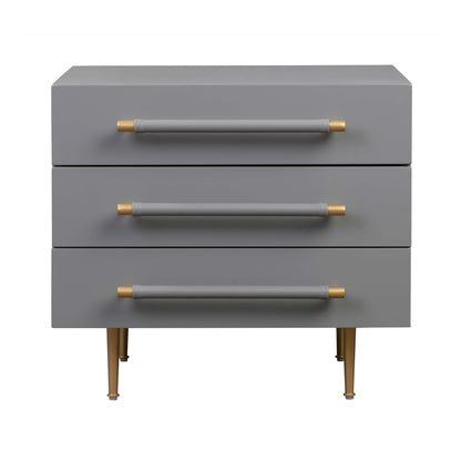 Trident 28" 3-Drawer Nightstand - Grey - Image 1