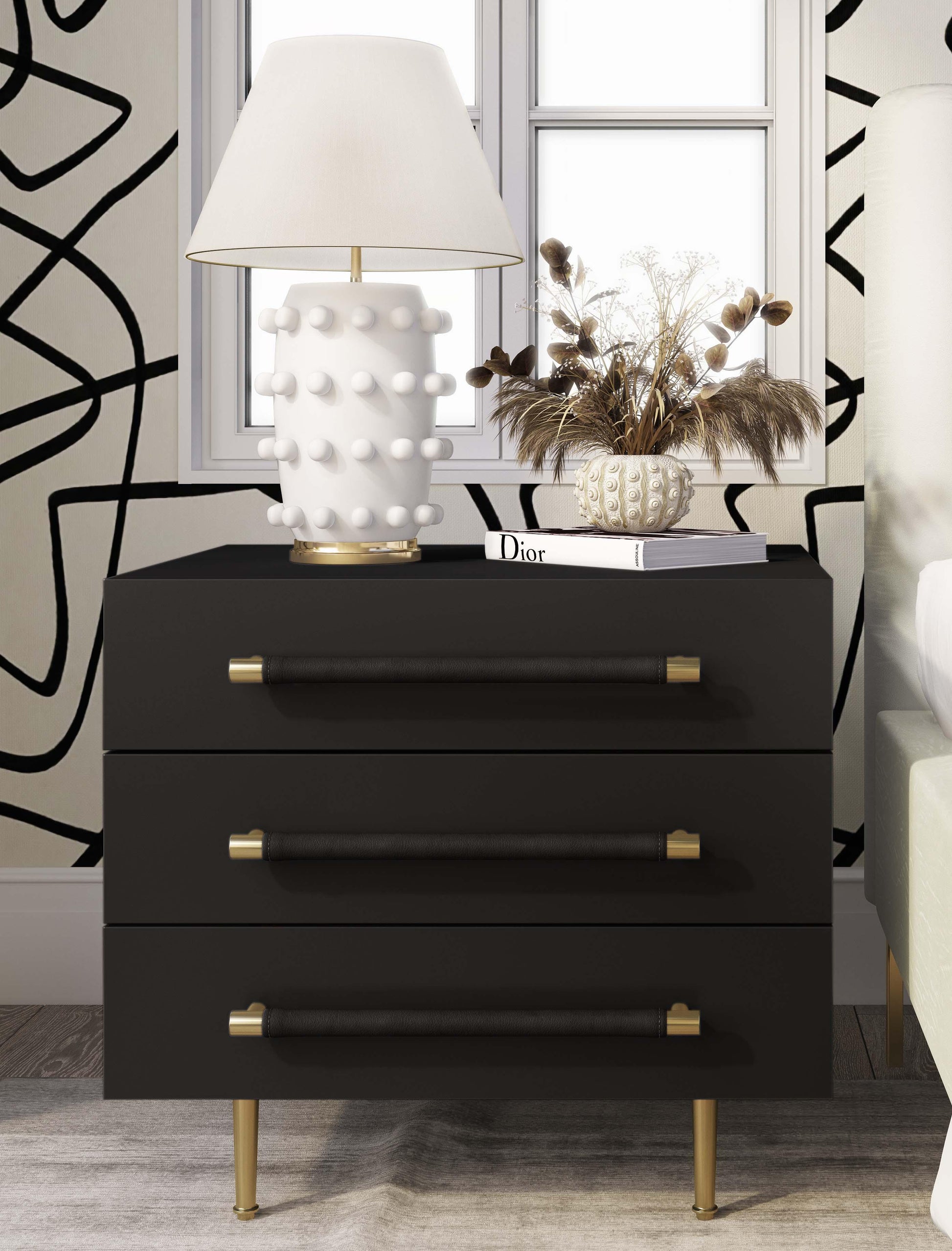 Trident 28" 3-Drawer Nightstand - Black - Image 3