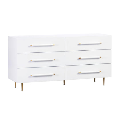 Trident 62" 6-Drawer Dresser - White - Image 1