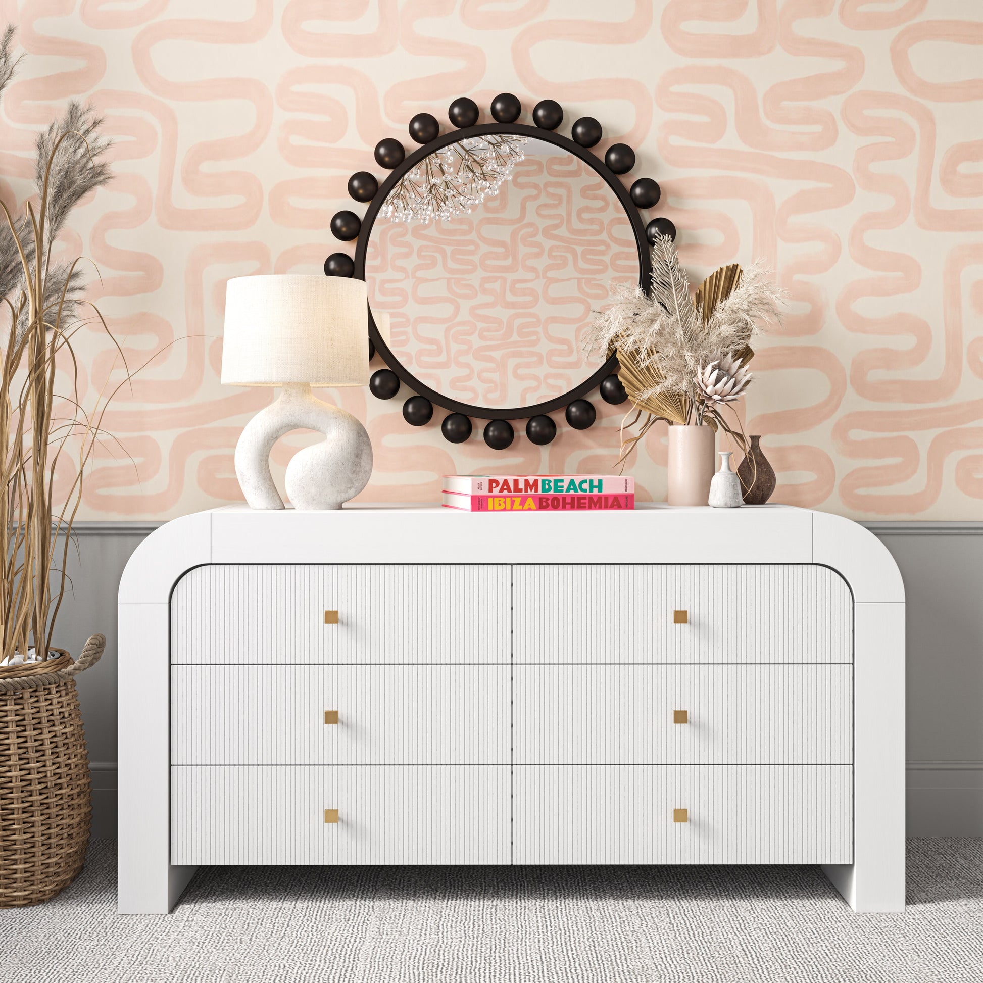 TOV Furniture Hump 6 Drawer Dresser White TOV Furniture Hump 6 Drawer Dresser White