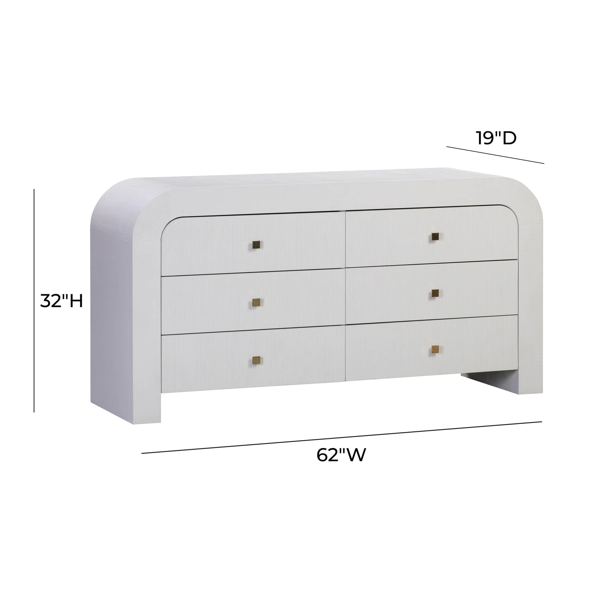 white round dresser TOV Furniture Hump 6 Drawer Dresser White