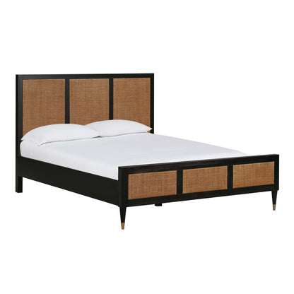 Sierra Wood & Rattan Bed - Black / King - Image 1